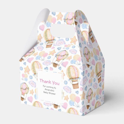 熱気球のお洒落水色パターン フェイバーボックス (正面サイド)