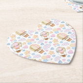 熱気球のお洒落水色パターン ペーパーコースター (アングル)