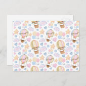 熱気球のお洒落水色パターン ポストカード (正面/裏面)