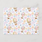 熱気球のお洒落水色パターン ポストカード (正面)