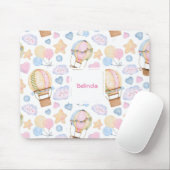 熱気球のお洒落水色パターン マウスパッド (マウス)