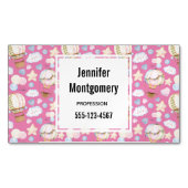 熱気球のお洒落水色パターン マグネット名刺 (正面)