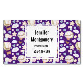 熱気球のお洒落水色パターン マグネット名刺 (正面)