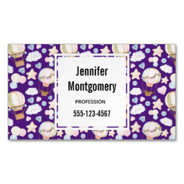 熱気球のお洒落水色パターン マグネット名刺