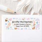 熱気球のお洒落水色パターン ラベル (インサイチュ)