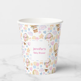 熱気球のお洒落水色パターン 紙コップ