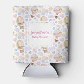 熱気球のお洒落水色パターン 缶クーラー (正面)