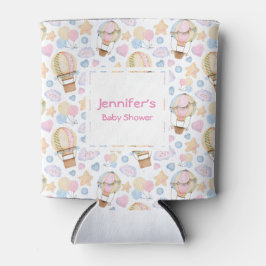 熱気球のお洒落水色パターン 缶クーラー