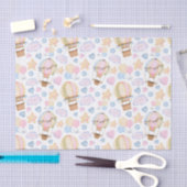 熱気球のお洒落水色パターン 薄葉紙 (クラフト)