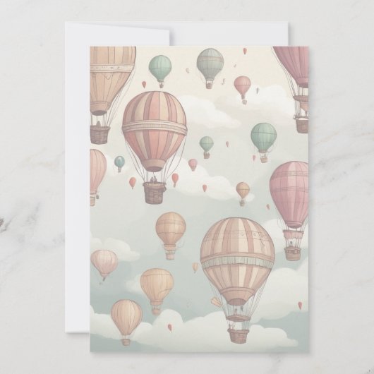 熱気球のお洒落結婚式の招待デザイン 招待状 (裏面)