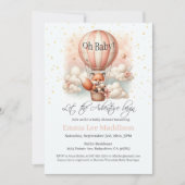 熱気球のアドベンチャーベビーシャワーキツネ 招待状 (正面)