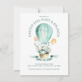 熱気球のイースターバニー サンキューカード (正面)