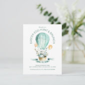 熱気球のイースターバニー サンキューカード (スタンド正面)