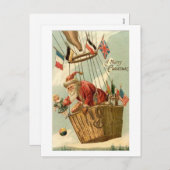 熱気球のクリスマスサンタ シーズンポストカード (正面/裏面)