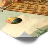 熱気球のクリスマスサンタ ポスター (角)