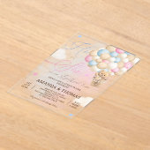 熱気球のジェンダーの暴露に耐える アクリル招待状 (レイダウン)