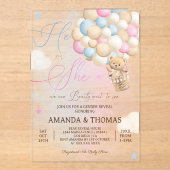 熱気球のジェンダーの暴露に耐える アクリル招待状 (正面)