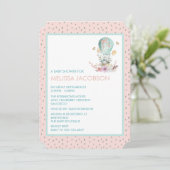 熱気球のベビーシャワーにバニー 招待状 (スタンド正面)