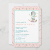 熱気球のベビーシャワーにバニー 招待状 (正面)