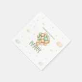 熱気球のベビーシャワーにライトグリーンベア スタンダードカクテルナプキン (角)