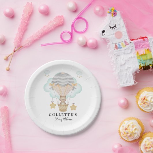 熱気球のベビーシャワーを負担 ペーパープレート (パーティー)
