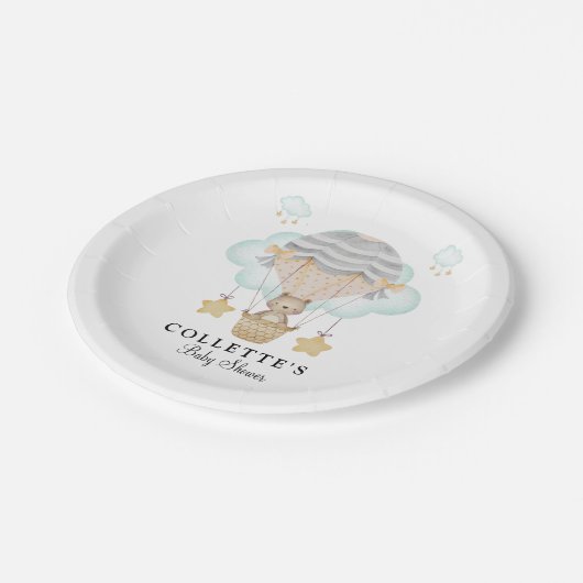 熱気球のベビーシャワーを負担 ペーパープレート (アングル)