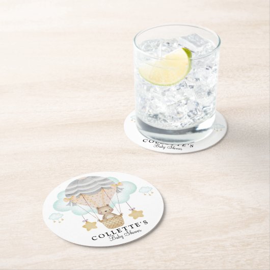 熱気球のベビーシャワーを負担 ラウンドペーパーコースター (インサイチュ)