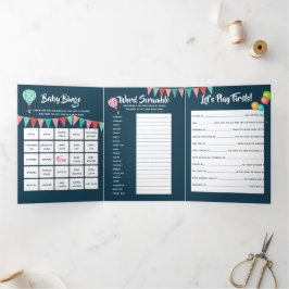 熱気球のベビーバンティング旗中立性 三つ折り招待状