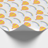 熱気球のラッピング紙 – 白い背景 ラッピングペーパー (角)