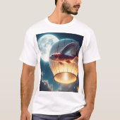 熱気球の中で月の入った魚 Tシャツ (正面)
