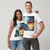 熱気球の中で月の入った魚 Tシャツ (ユニセックス)