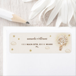 熱気球の中のテディベア男女兼用 ラベル