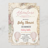 熱気球の冒険が赤ちゃんのシャワーを待つ 招待状 (正面/裏面)