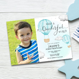 熱気球の写真1st誕生日 招待状