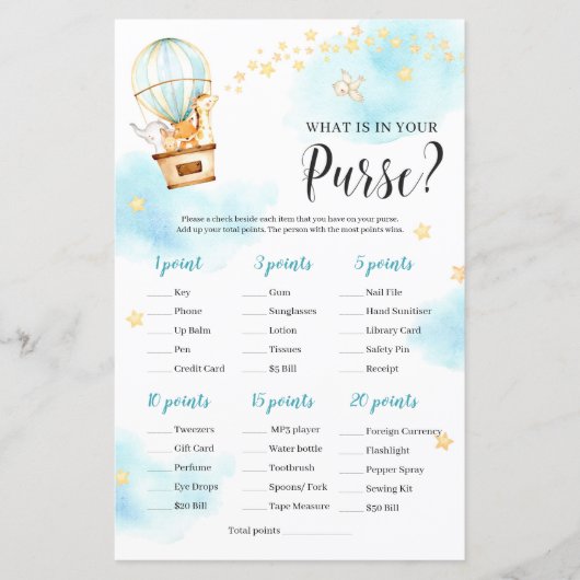 熱気球の動物あなたの財布ゲームの中にあるものを (正面)