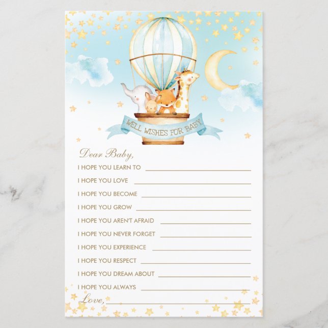 熱気球の動物がベビーカードを望む (正面)
