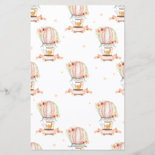 熱気球の動物がベビーメッセージを希望 (裏面)