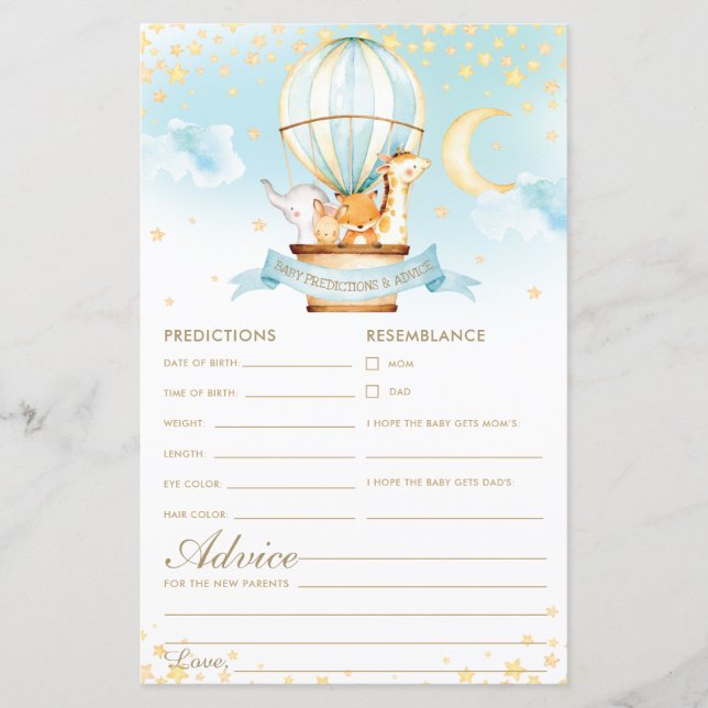 熱気球の動物のベビー予測とアドバイス (正面)