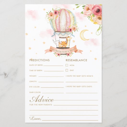 熱気球の動物のベビー予測とアドバイス (正面)