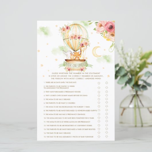 熱気球の動物の上または下ベビーゲーム (スタンド正面)