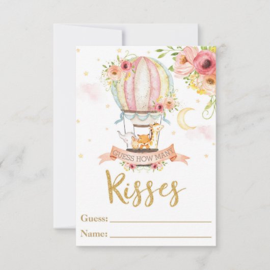 熱気球の動物は数を推測キスカード 招待状 (正面)