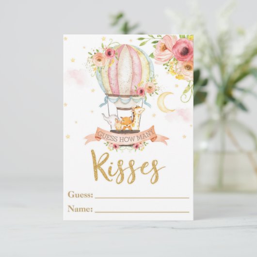 熱気球の動物は数を推測キスカード 招待状 (スタンド正面)