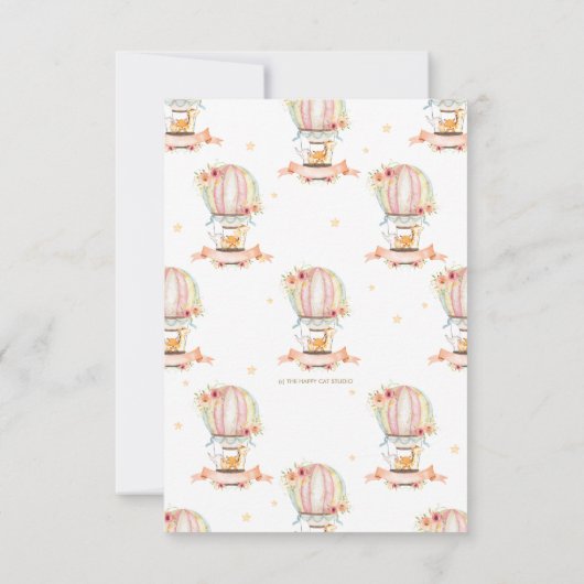 熱気球の動物は数を推測キスカード 招待状 (裏面)