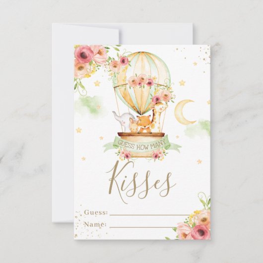 熱気球の動物は数を推測キスカード 招待状 (正面)