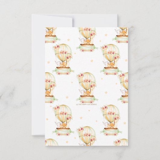 熱気球の動物は数を推測キスカード 招待状 (裏面)