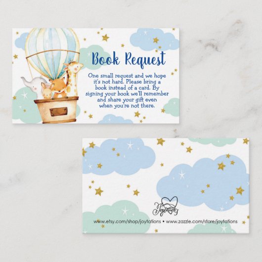 熱気球の動物ブックリクエストカード エンクロージャーカード (正面/裏面)