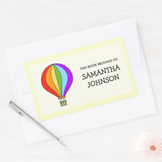 熱気球の学校の本ラベルシール 長方形シール (封筒)