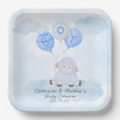 熱気球の小さな青い子羊 ペーパープレート (正面)