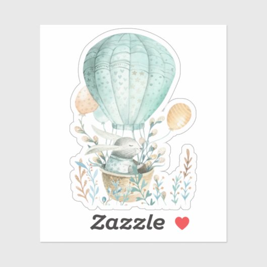 熱気球の復活祭のバニー シール (シート)