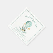 熱気球の復活祭バニーのナプキンス スタンダードカクテルナプキン (角)